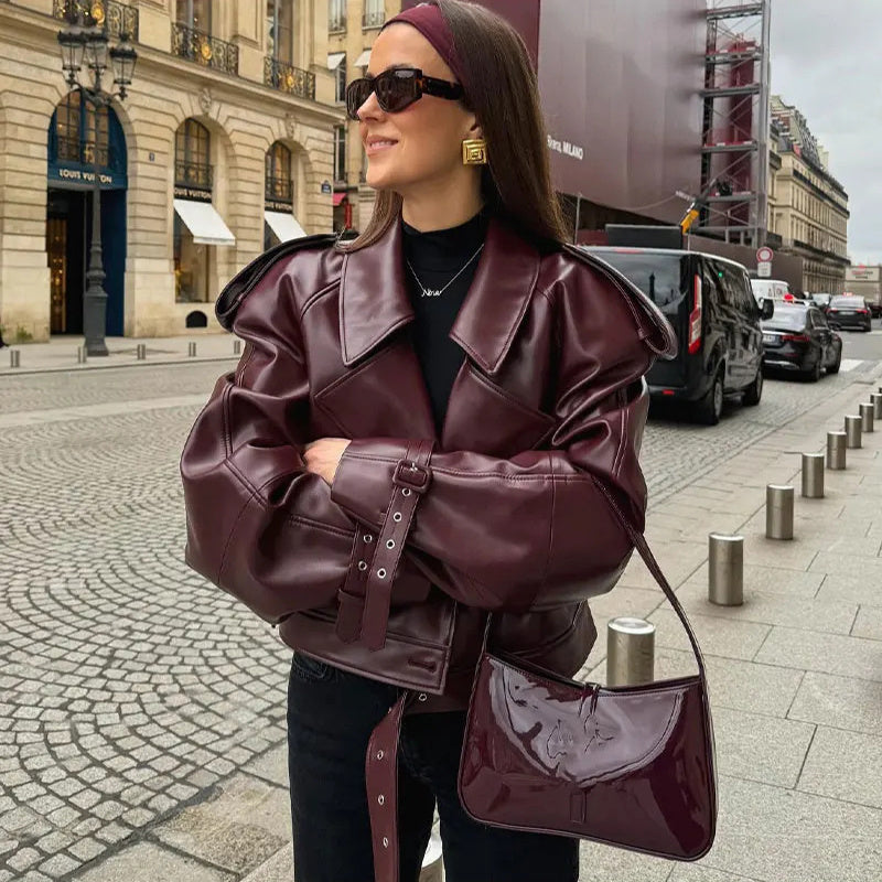 Lapel Leather Jacket