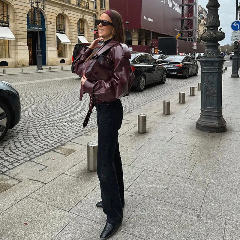 Lapel Leather Jacket