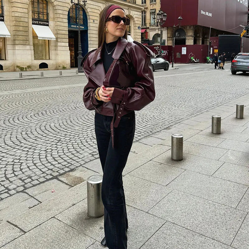 Lapel Leather Jacket