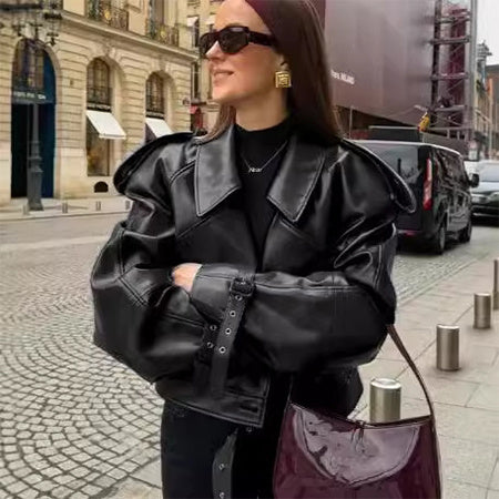 Lapel Leather Jacket