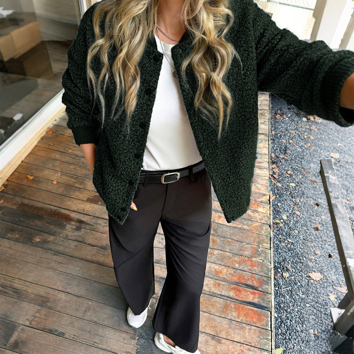 Button Long-sleeved Coat