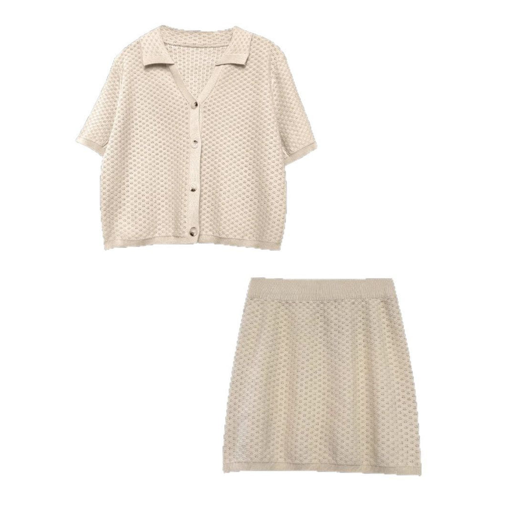 Knitted Cardigan Suit