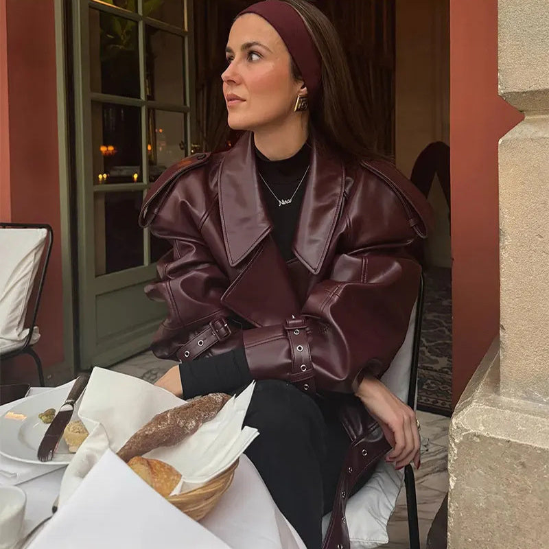 Lapel Leather Jacket